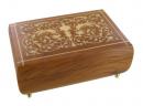 Boîte à bijoux musicale en bois marqueté : boîte à bijoux musicale avec marqueterie arabesques