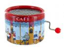 Boîte à musique à manivelle ronde en carton : boîte à musique à manivelle "Café parisien"