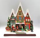 Automate musical de Noël : automate musical en forme de village de Noël avec figurines tournantes