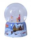 Boule à neige musicale de Noël: boule à neige avec base en porcelaine "Personnages regardant la neige tomber"