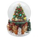 Boule à neige musicale de Noël: boule à neige avec sapin de Noël et cadeaux au pied du sapin
