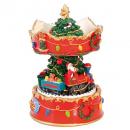 Carrousel musical miniature de Noël en polystone: carrousel musical avec Père Noêl et train